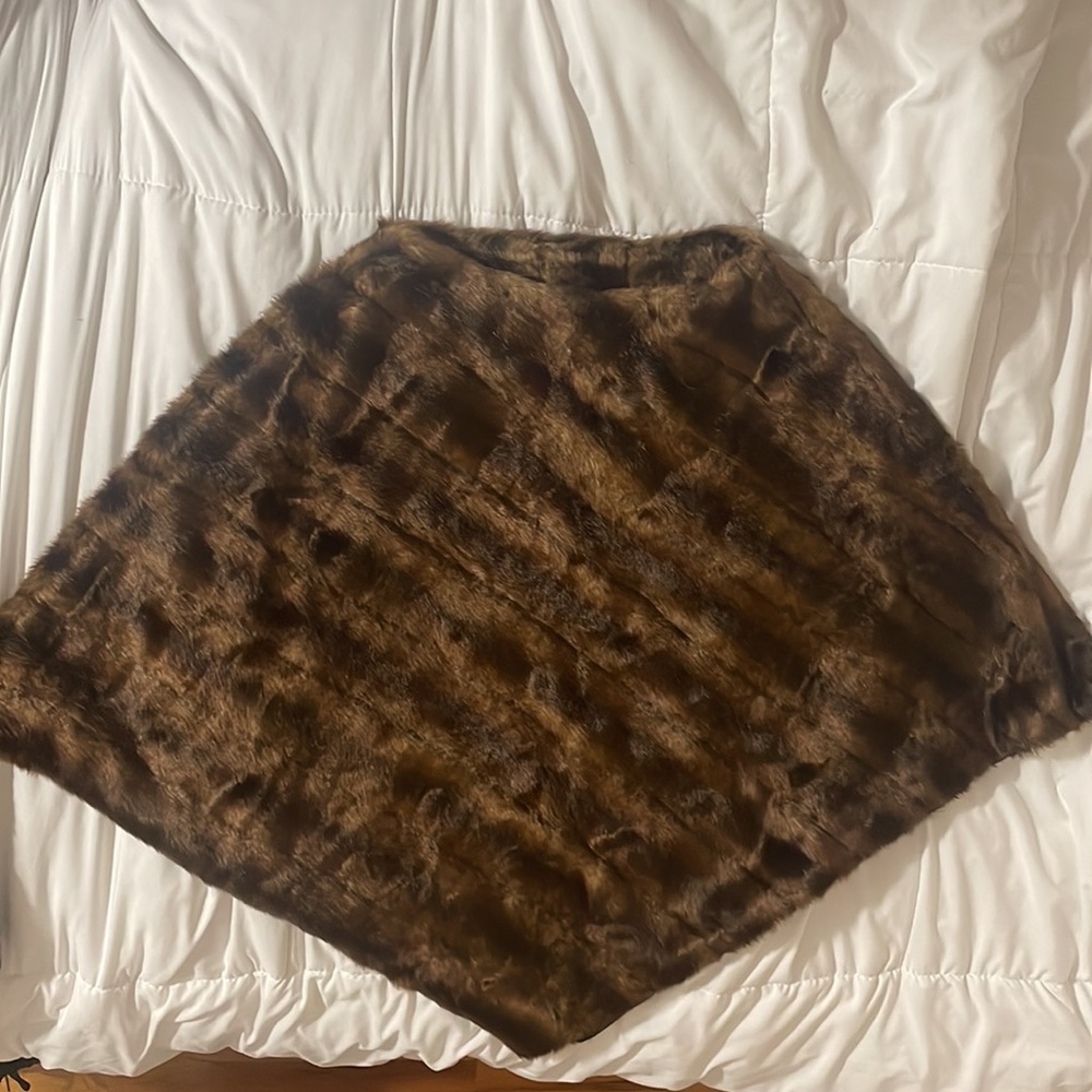 INC Faux Fur Poncho